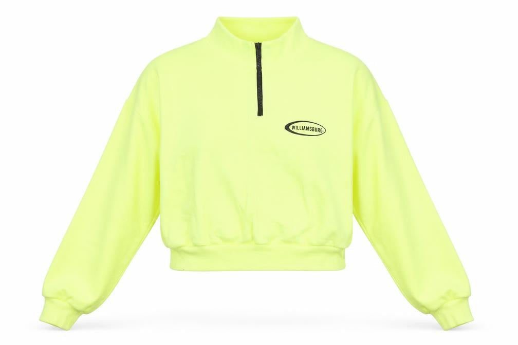 Divided by H&M Womens Yellow Cotton Pullover Sweatshirt Size M Zip - Williamsburg