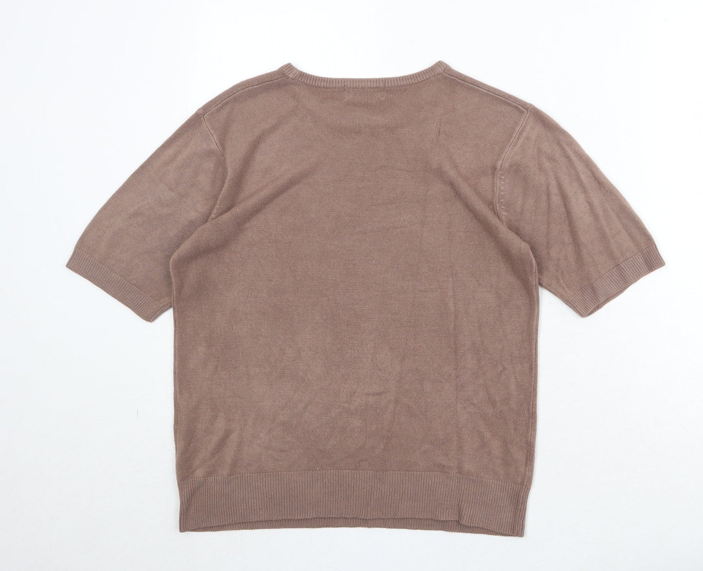 Bonmarché Womens Brown Round Neck Acrylic Pullover Jumper Size S
