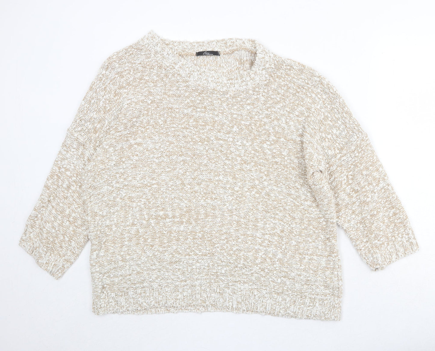 bonmar Womens Beige Round Neck Acrylic Pullover Jumper Size L