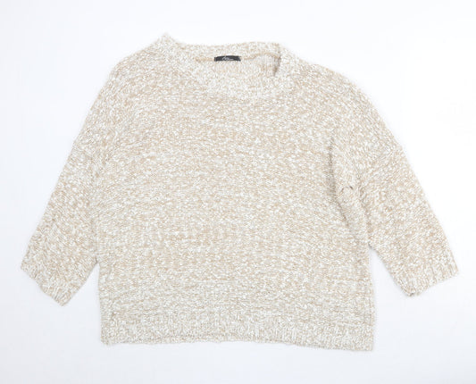 bonmar Womens Beige Round Neck Acrylic Pullover Jumper Size L