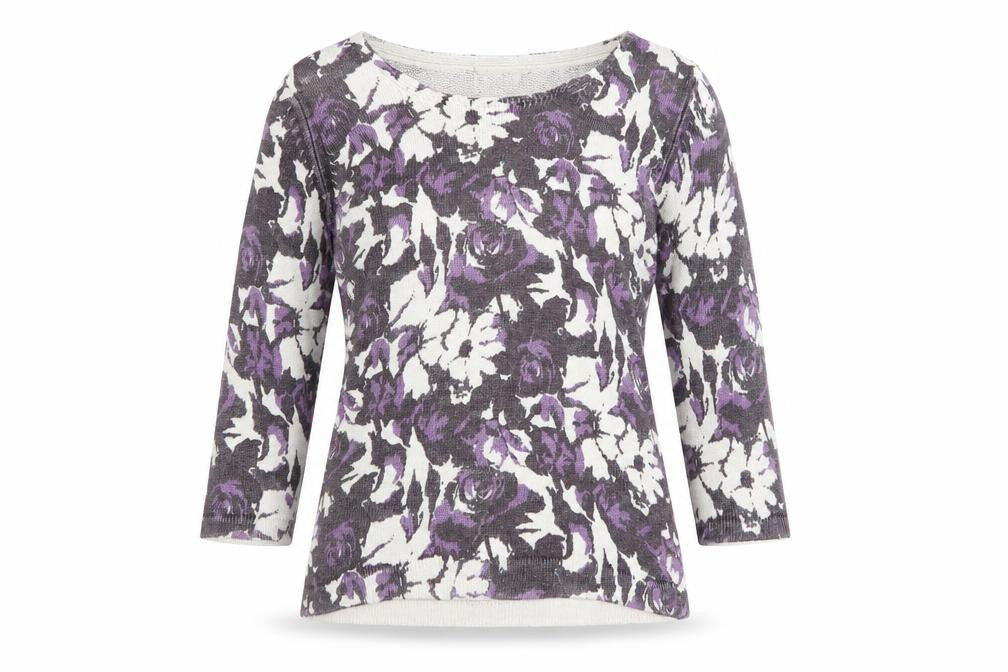 Minuet Womens White Round Neck Floral Viscose Pullover Jumper Size 10