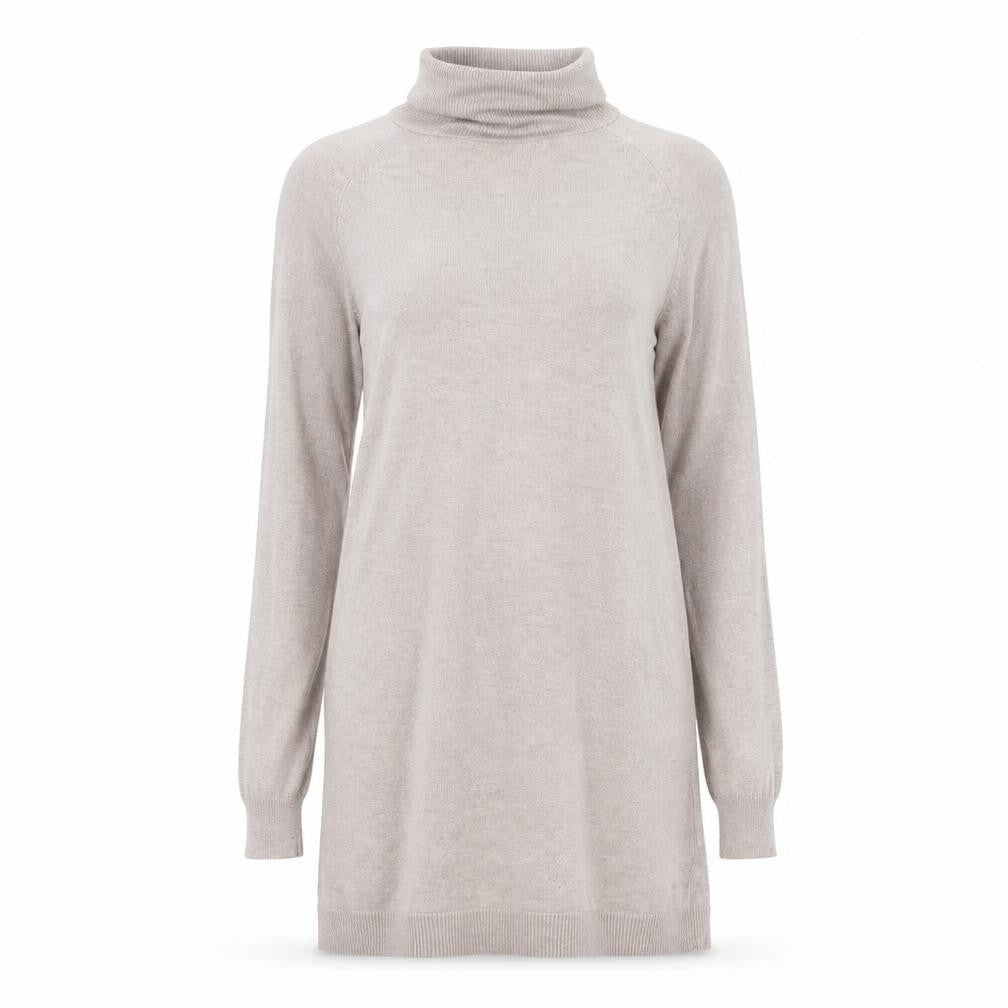 Marks & Spencer Womens Beige Viscose Jumper Dress Size XS Roll Neck Pullover