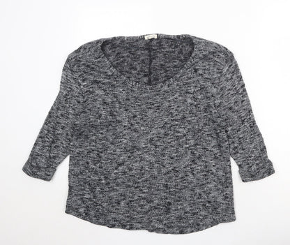 River Island Womens Black Scoop Neck Cotton Pullover Jumper Size 8