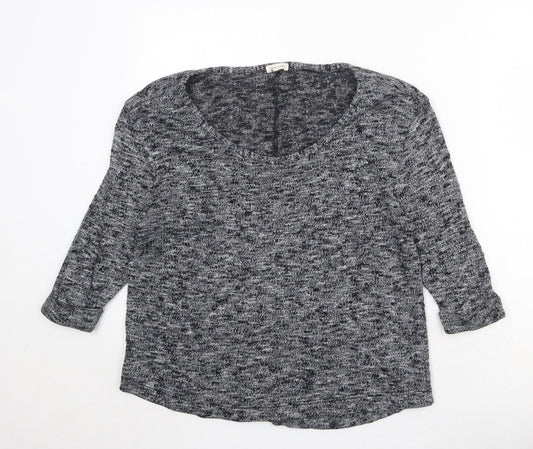 River Island Womens Black Scoop Neck Cotton Pullover Jumper Size 8
