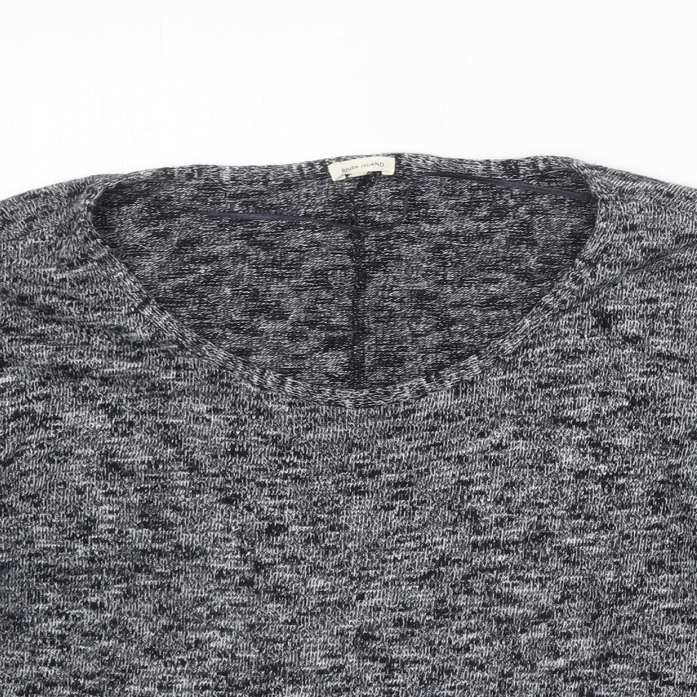 River Island Womens Black Scoop Neck Cotton Pullover Jumper Size 8