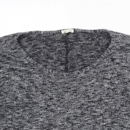 River Island Womens Black Scoop Neck Cotton Pullover Jumper Size 8