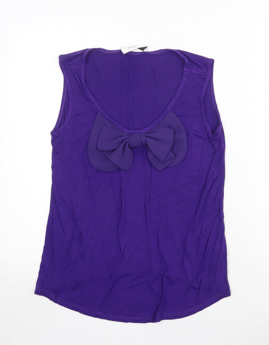 Monaco Womens Purple Viscose Basic Tank Size 12 Round Neck