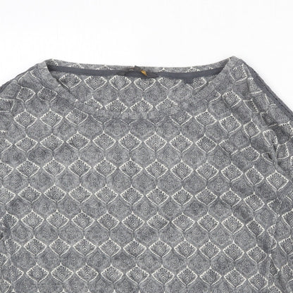 Next Womens Green Geometric Polyester Basic T-Shirt Size 6 Boat Neck