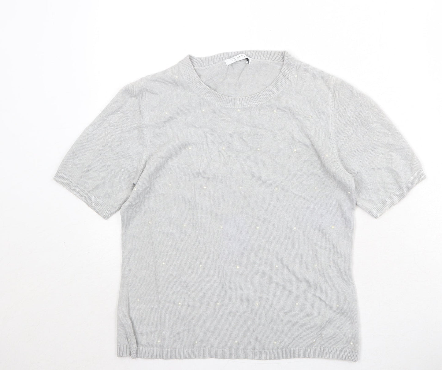 Marks and Spencer Womens Grey Acrylic Basic T-Shirt Size 10 Round Neck