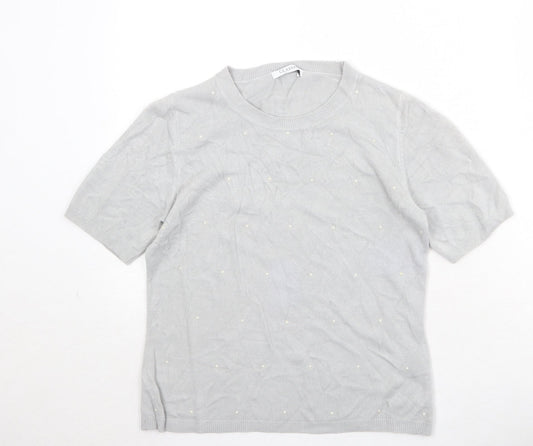 Marks and Spencer Womens Grey Acrylic Basic T-Shirt Size 10 Round Neck