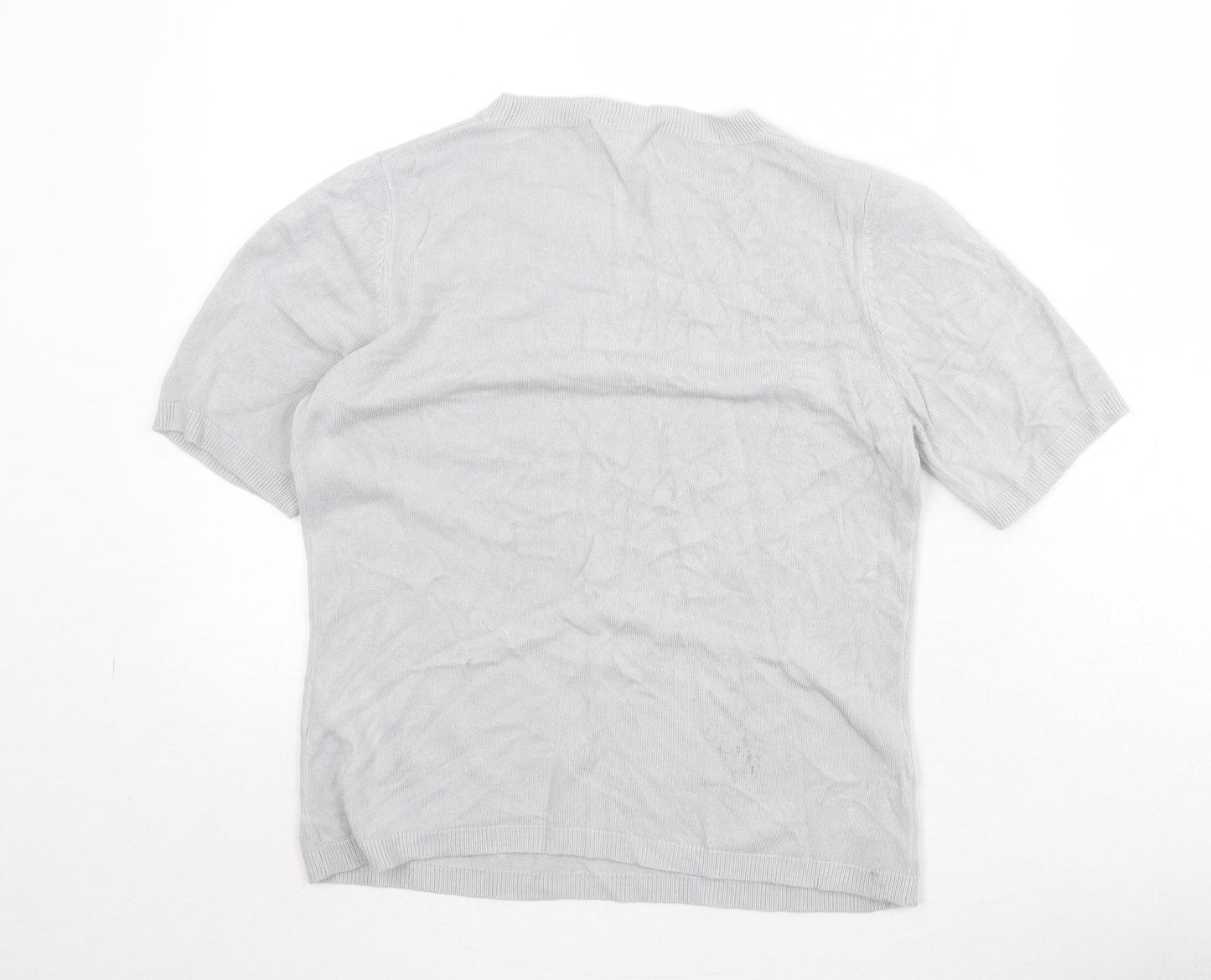 Marks and Spencer Womens Grey Acrylic Basic T-Shirt Size 10 Round Neck