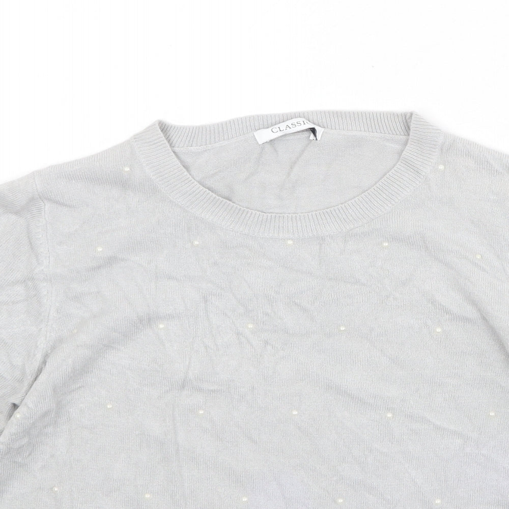 Marks and Spencer Womens Grey Acrylic Basic T-Shirt Size 10 Round Neck