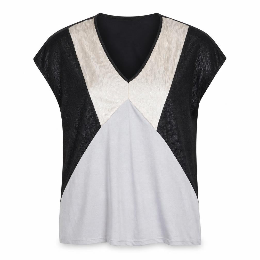 Oasis Womens Black Polyester Basic T-Shirt Size S V-Neck