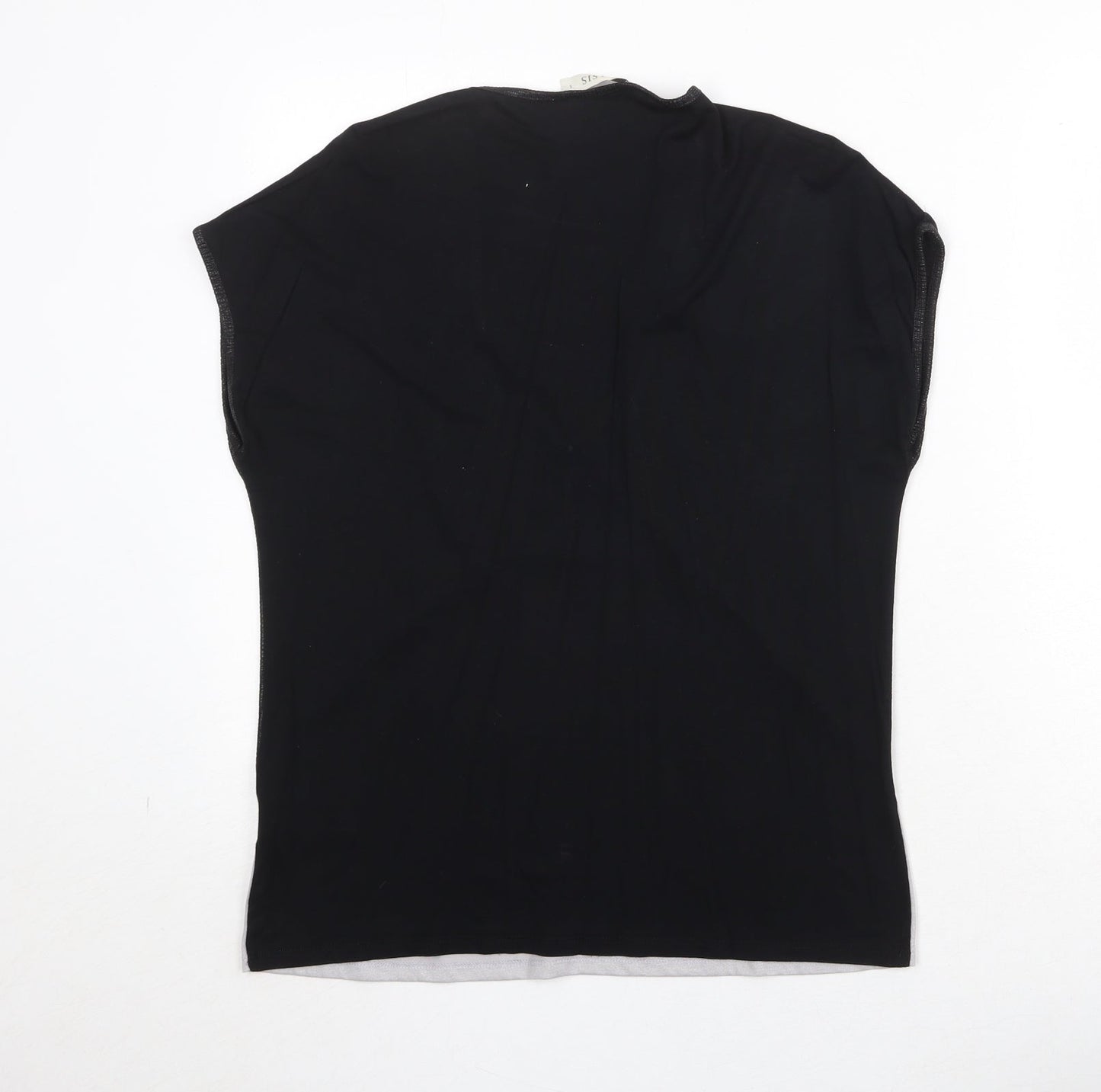 Oasis Womens Black Polyester Basic T-Shirt Size S V-Neck