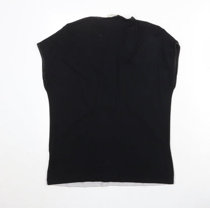 Oasis Womens Black Polyester Basic T-Shirt Size S V-Neck