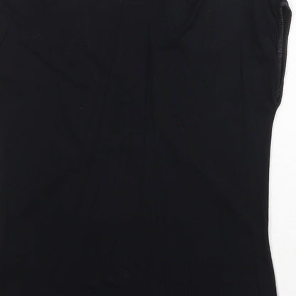 Oasis Womens Black Polyester Basic T-Shirt Size S V-Neck