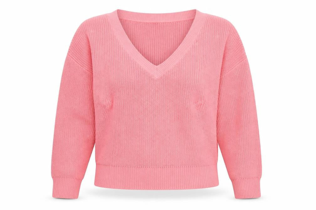 Divided by H&M Womens Pink V-Neck Acrylic Pullover Jumper Size L
