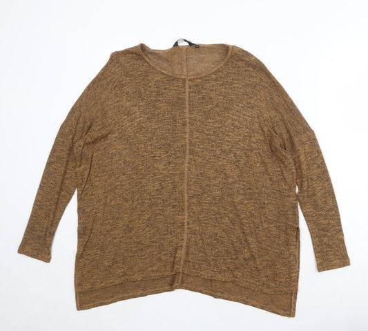 H&M Womens Brown Round Neck Viscose Pullover Jumper Size 8