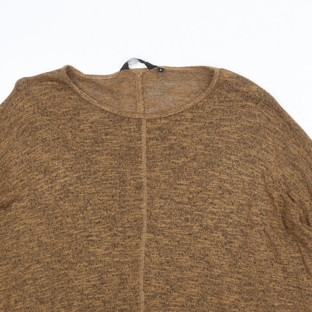 H&M Womens Brown Round Neck Viscose Pullover Jumper Size 8