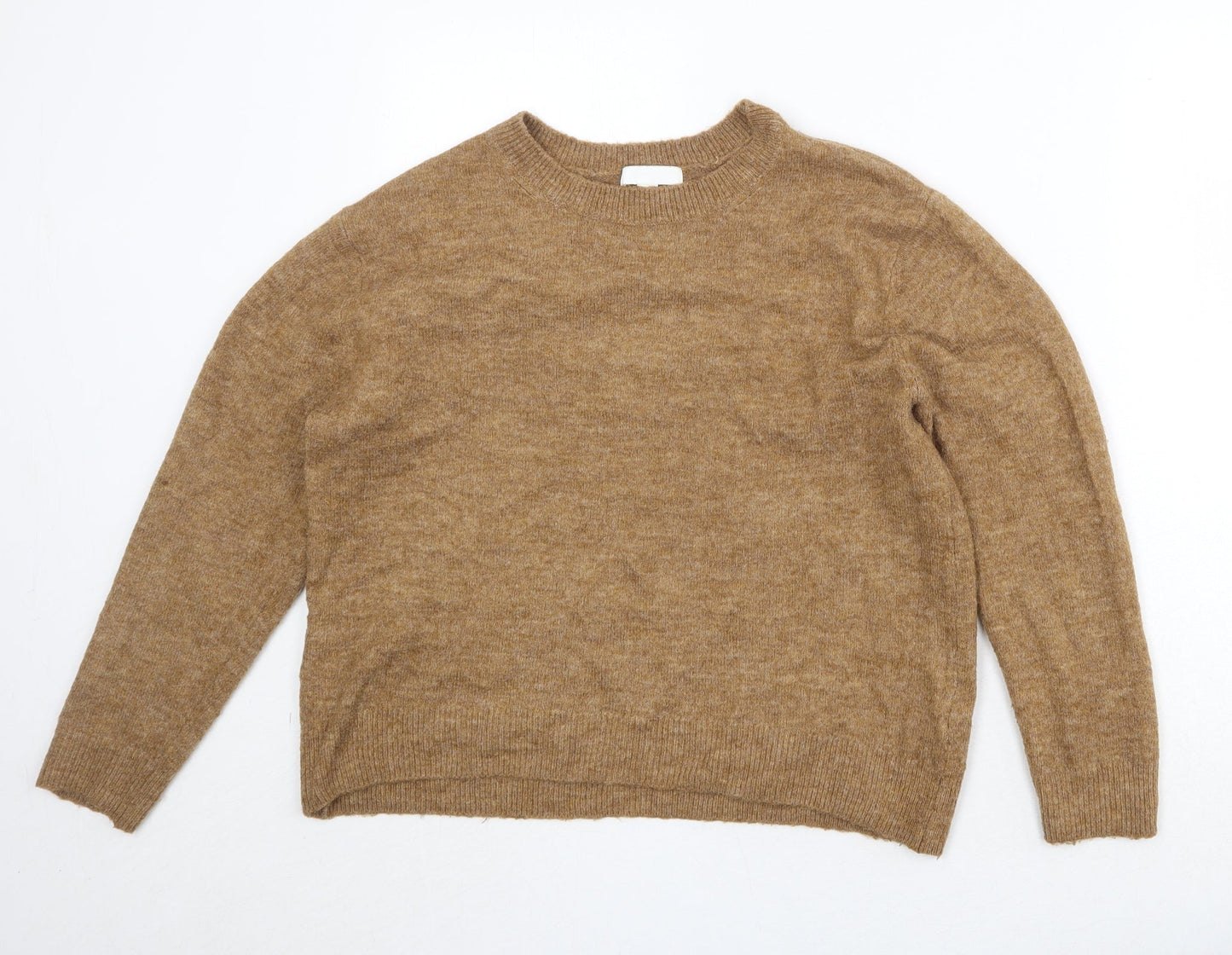 H&M Womens Brown Round Neck Acetate Pullover Jumper Size S