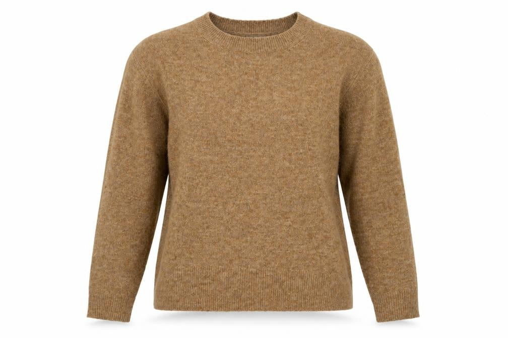H&M Womens Brown Round Neck Acetate Pullover Jumper Size S