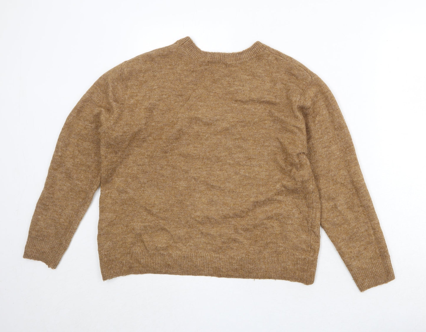 H&M Womens Brown Round Neck Acetate Pullover Jumper Size S