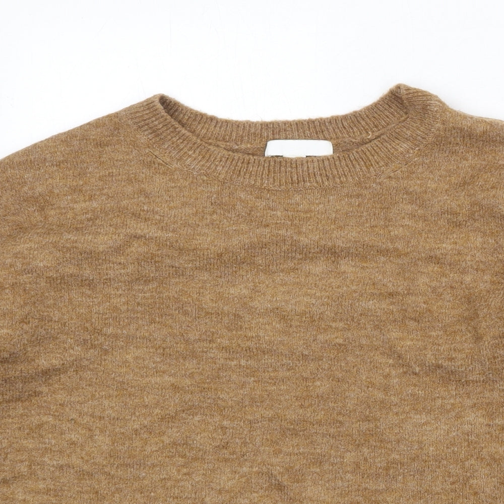 H&M Womens Brown Round Neck Acetate Pullover Jumper Size S