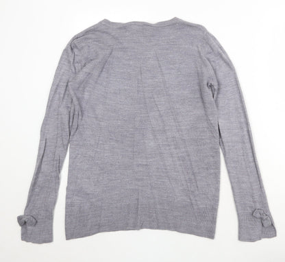 Dorothy Perkins Womens Grey Round Neck Acrylic Pullover Jumper Size 10