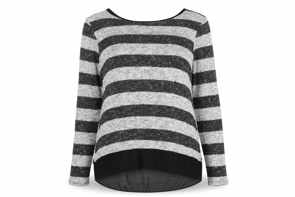 Oasis Womens Green Round Neck Striped Polyester Pullover Jumper Size S