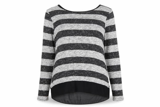 Oasis Womens Green Round Neck Striped Polyester Pullover Jumper Size S