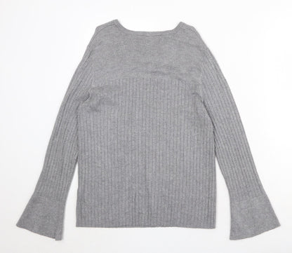 Dorothy Perkins Womens Grey Round Neck Viscose Pullover Jumper Size 12