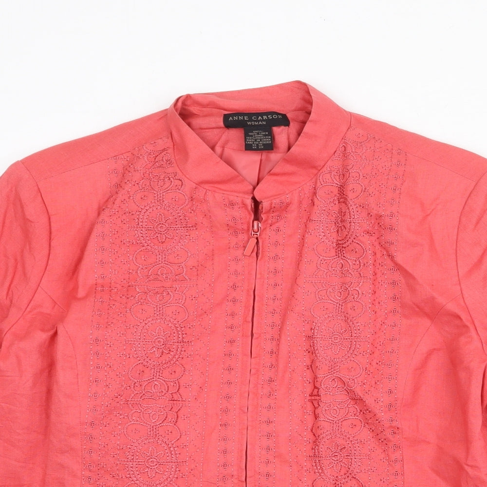 Anne Carson Womens Pink Jacket Size 2XL Zip