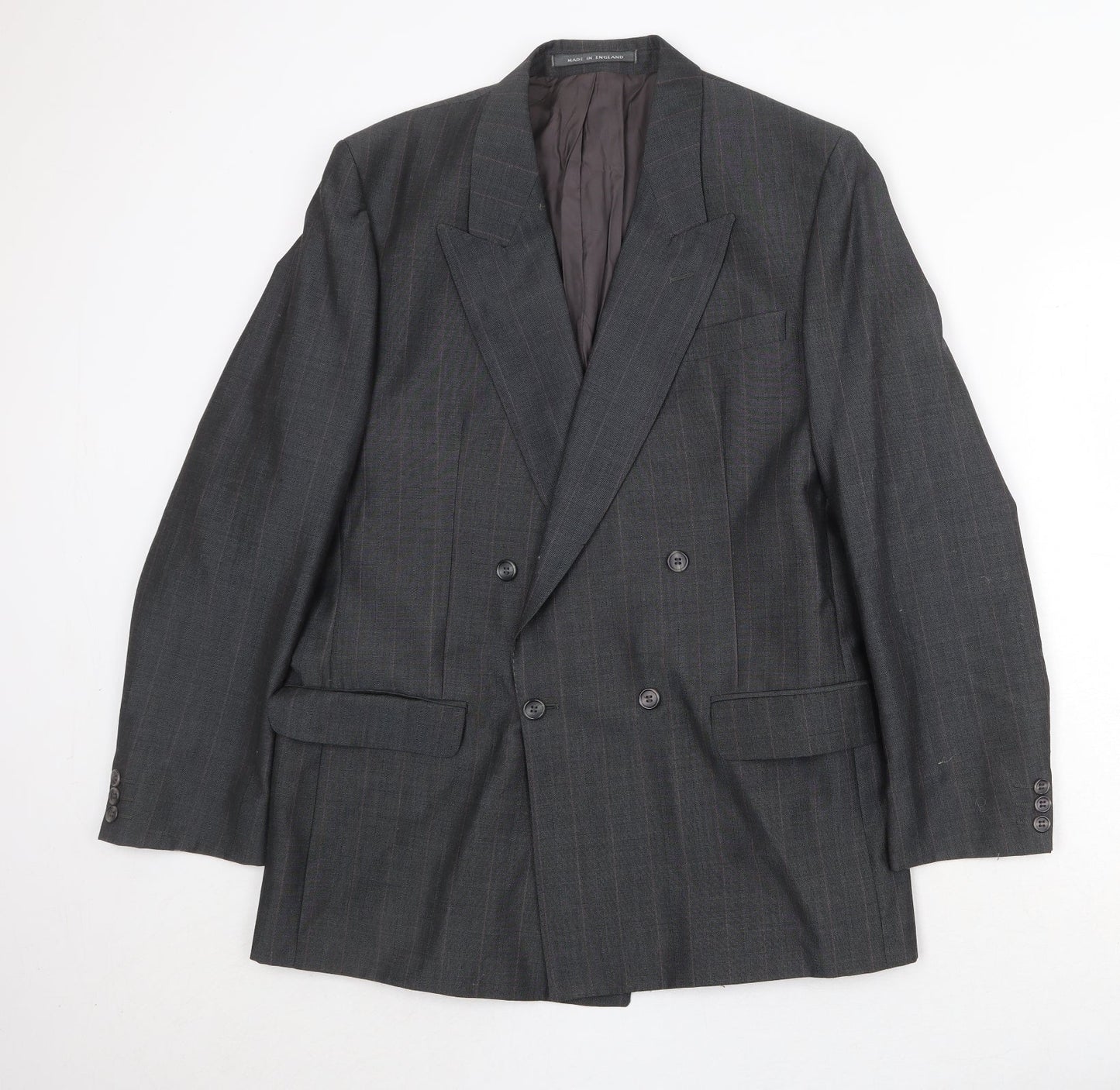 The Label Mens Grey Striped Polyester Jacket Suit Jacket Size 40 Regular