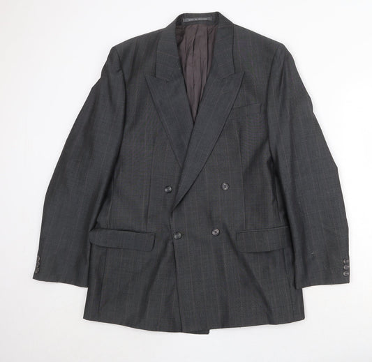 The Label Mens Grey Striped Polyester Jacket Suit Jacket Size 40 Regular