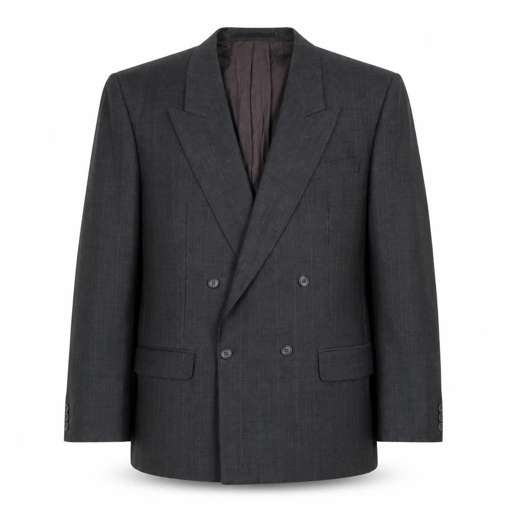 The Label Mens Grey Striped Polyester Jacket Suit Jacket Size 40 Regular