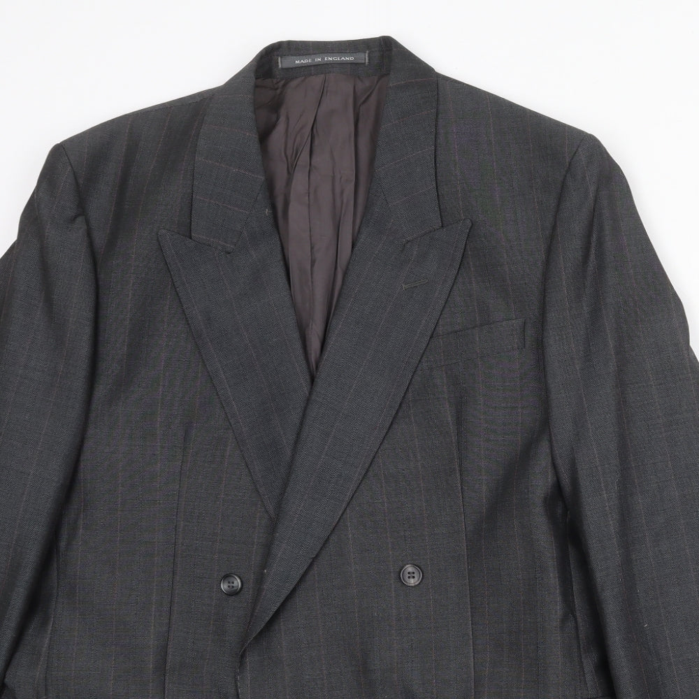 The Label Mens Grey Striped Polyester Jacket Suit Jacket Size 40 Regular