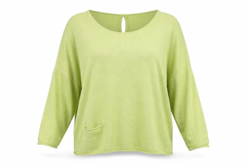 Saskia Womens Green Round Neck Cotton Pullover Jumper Size XL
