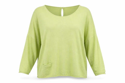 Saskia Womens Green Round Neck Cotton Pullover Jumper Size XL