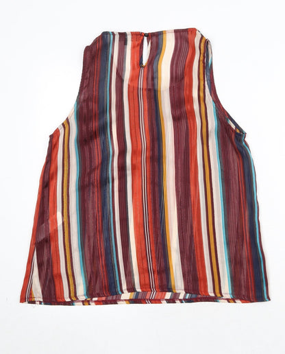 Cameo Rose Womens Multicoloured Striped Polyester Basic Tank Size 12 Round Neck