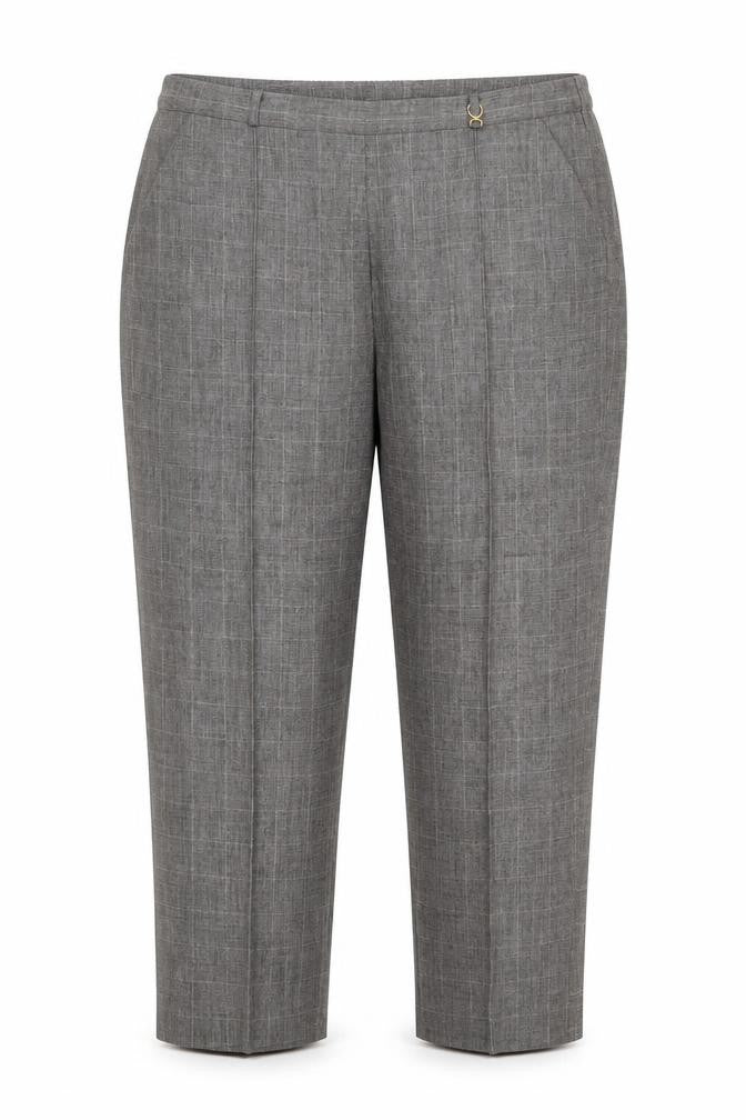 Bonmarché Womens Green Check Polyester Trousers Size 18 Regular
