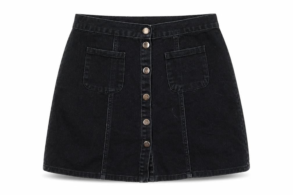 Cooperative Womens Black Cotton A-Line Skirt Size M Snap