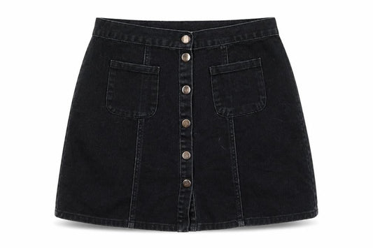 Cooperative Womens Black Cotton A-Line Skirt Size M Snap