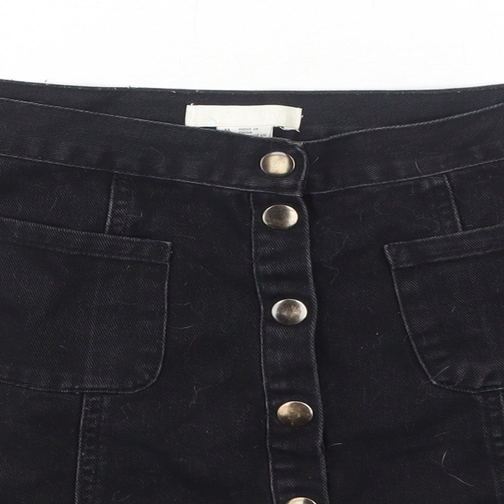 Cooperative Womens Black Cotton A-Line Skirt Size M Snap