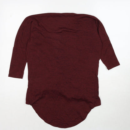 New Look Womens Red Polyester Basic T-Shirt Size 6 V-Neck