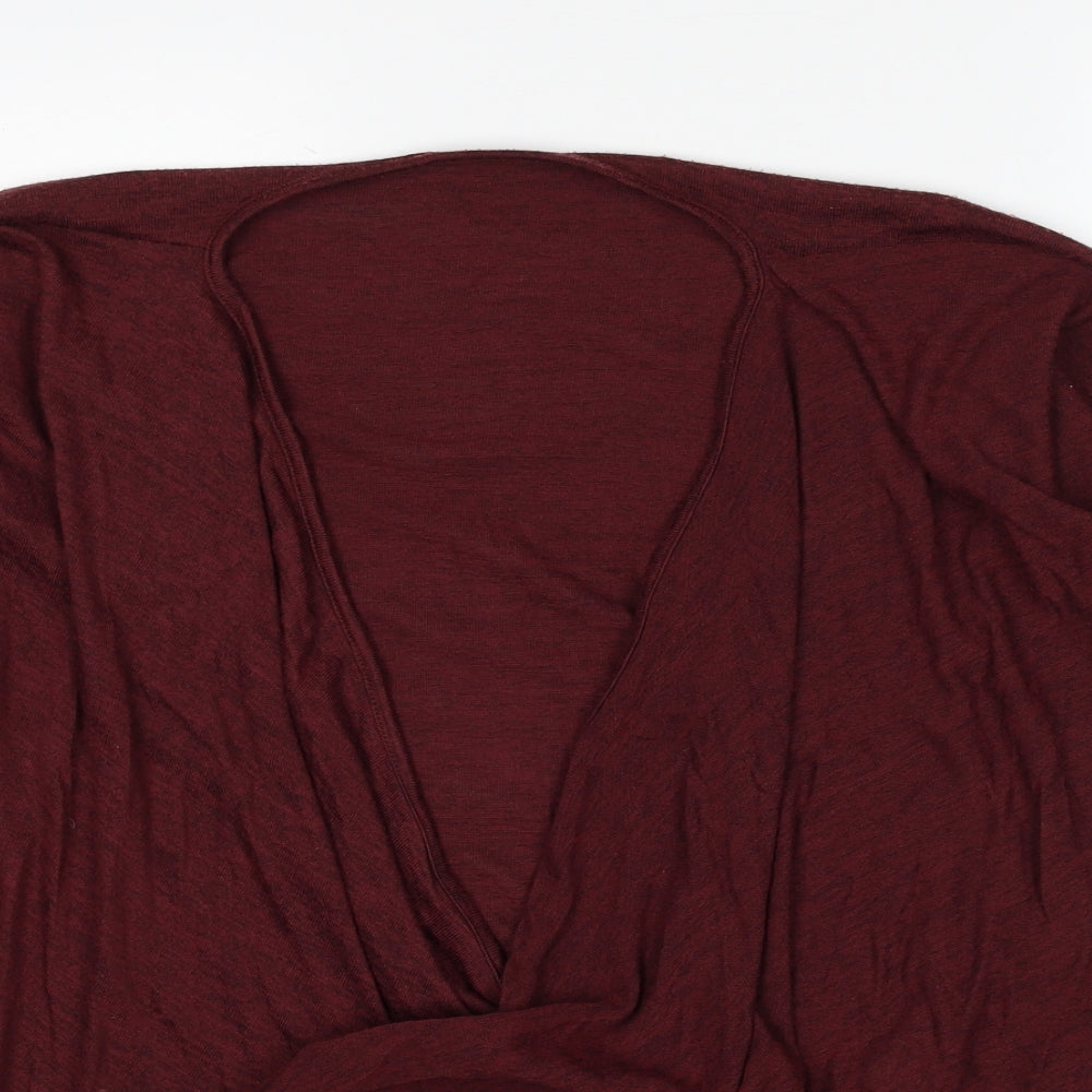 New Look Womens Red Polyester Basic T-Shirt Size 6 V-Neck