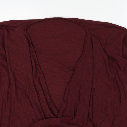 New Look Womens Red Polyester Basic T-Shirt Size 6 V-Neck
