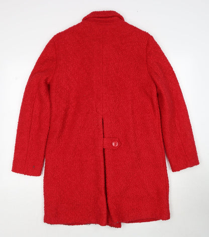 Next Womens Red Overcoat Coat Size 10 Button