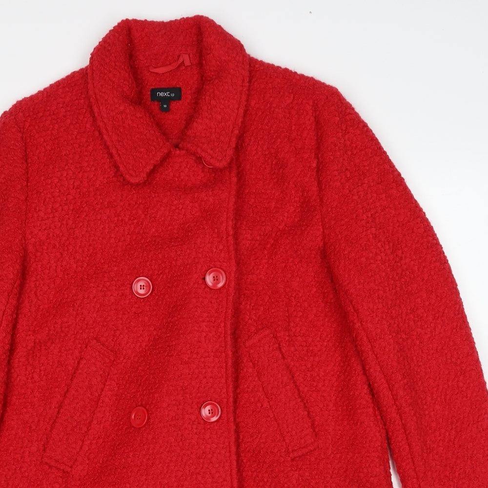 NEXT Womens Red Overcoat Coat Size 10 Button
