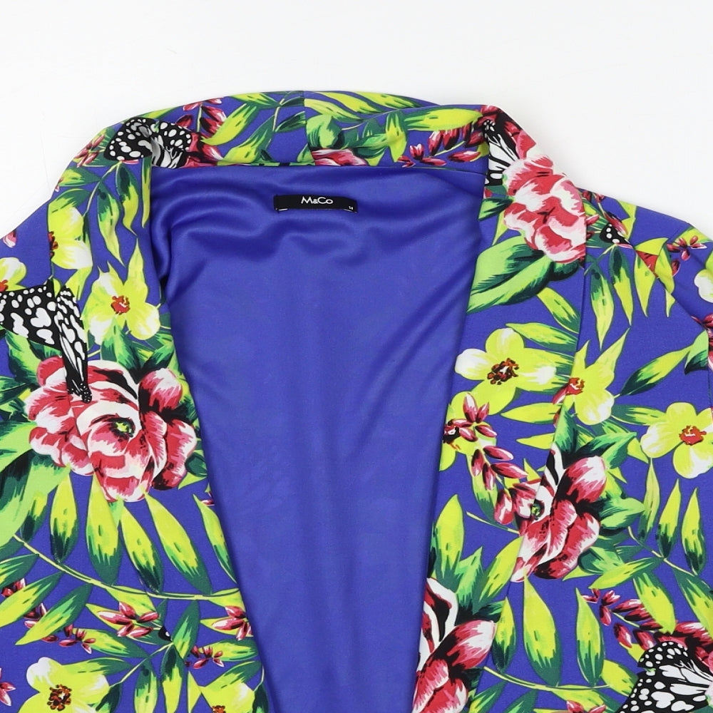 M&Co Womens Multicoloured Floral Jacket Blazer Size 14 - Butterfly Print