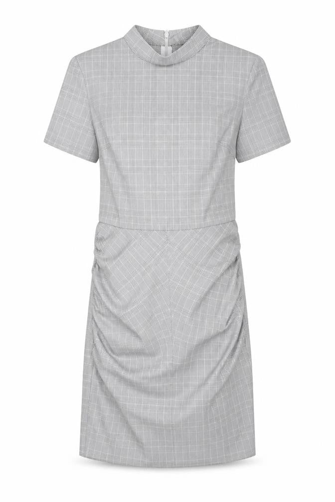 Zara Womens Grey Plaid Polyester A-Line Size S Round Neck Zip